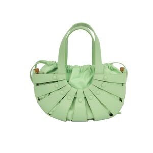 BOTTEGA VENETA
The Shell Pistachio Leather Mini Basket Bag
